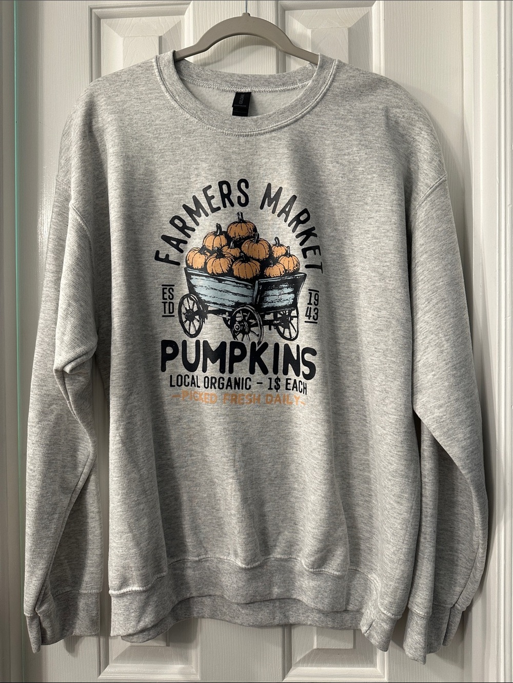 Farmers Market Pumpkins Graphic Crewneck Sweatshirt - Gray